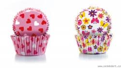 Papier-Cupcakes - Herzen und Blumen 2 x 50 Stück