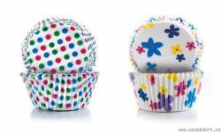 Papier-Cupcakes - Tupfen und Blumen 2 x 50 Stück