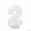Kerze in Form einer Nummer 2 - mini, weiß
