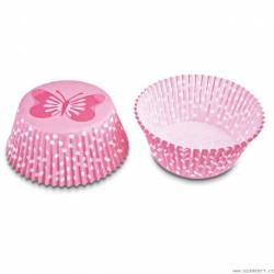 Papier-Cupcake rosa - Schmetterling mini