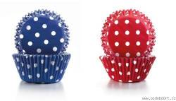 Papier-Cupcakes gepunktet lila, rot 7,5 x 4cm