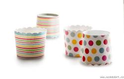 Papier-Cupcakes 6 x 5,5cm - Streifen und Tupfen