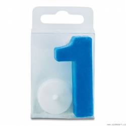 Kerze in Form der Zahl 1 - mini, blau