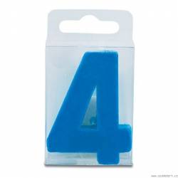 Kerze in Form der Zahl 4 - mini, blau