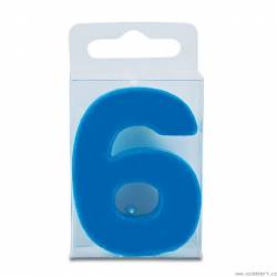 Kerze in Form der Ziffer 6 - mini, blau