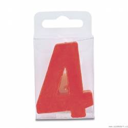 Kerze in Form der Zahl 4 - mini, rot