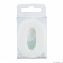 Kerze in Form der Ziffer 0 - mini, weiß