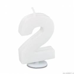 Kerze in Form einer Nummer 2 - mini, weiß