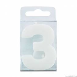 Kerze in Form der Ziffer 3 - mini, weiß