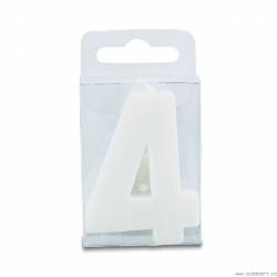 Kerze in Form der Zahl 4 - mini, weiß