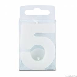 Kerze in Form der Ziffer 5 - mini, weiß