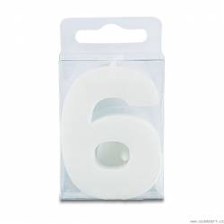 Kerze in Form der Ziffer 6 - mini, weiß