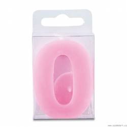 Kerze in Form der Ziffer 0 - mini, rosa