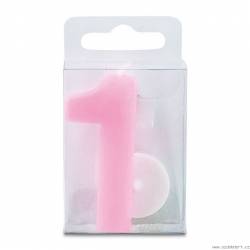 Kerze in Form der Zahl 1 - mini, rosa
