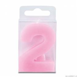 Kerze in Form einer Nummer 2 - mini, rosa