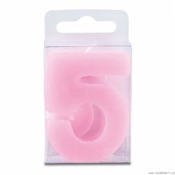 Kerze in Form der Ziffer 5 - mini, rosa