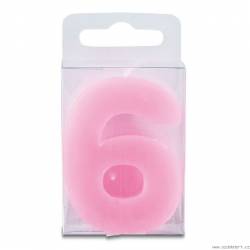 Kerze in Form der Ziffer 6 - mini, rosa