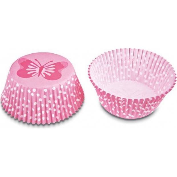 Papier-Cupcake rosa - Schmetterling mini