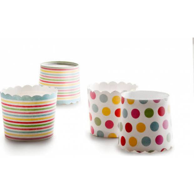 Papier-Cupcakes 6 x 5,5cm - Streifen und Tupfen