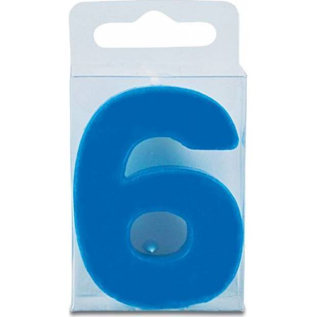 Kerze in Form der Ziffer 6 - mini, blau