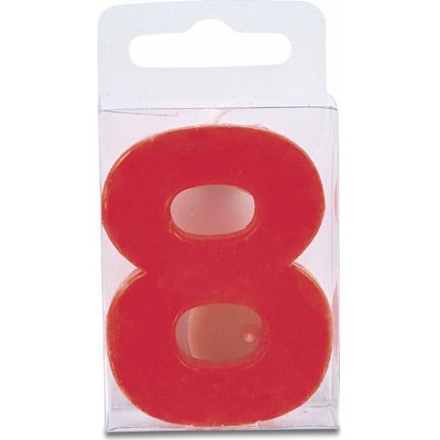 Kerze in Form der Zahl 8 - mini, rot