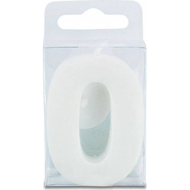 Kerze in Form der Ziffer 0 - mini, weiß