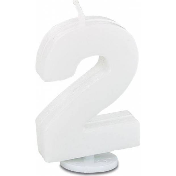Kerze in Form einer Nummer 2 - mini, weiß