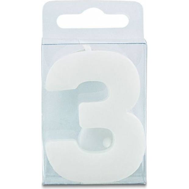 Kerze in Form der Ziffer 3 - mini, weiß