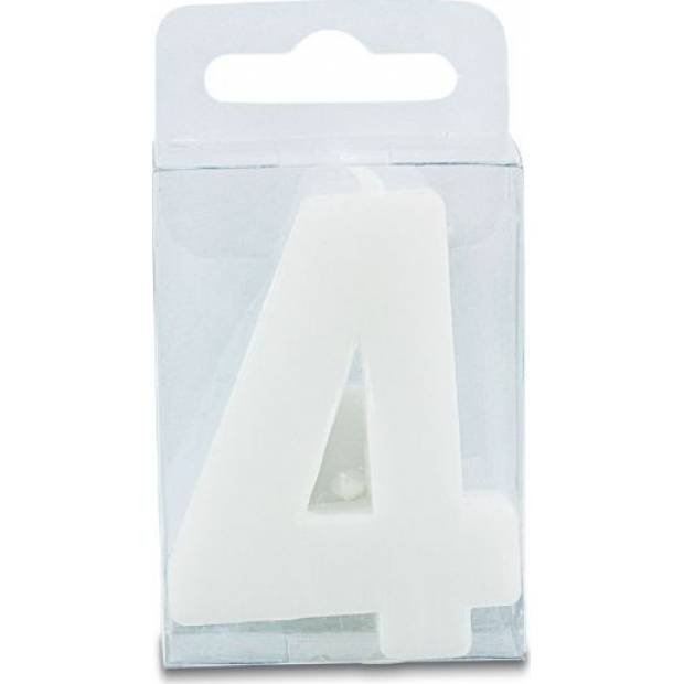 Kerze in Form der Zahl 4 - mini, weiß