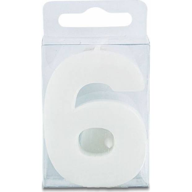 Kerze in Form der Ziffer 6 - mini, weiß