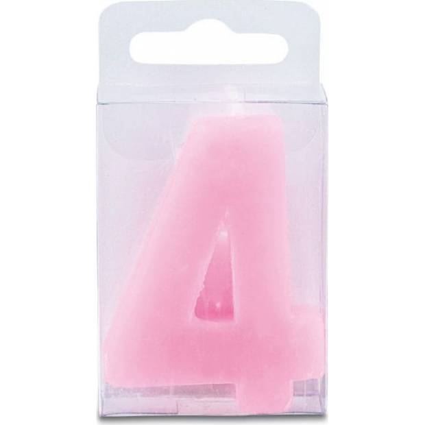 Kerze in Form der Nummer 4 - mini, rosa