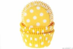 Muffin-Körbchen 50 Stück gelb mit Tupfen
