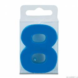 Kerze in Form der Nummer 8 - mini, blau