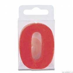 Kerze in Form der Ziffer 0 - mini, rot