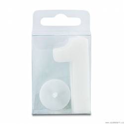 Kerze in Form der Ziffer 1 - mini, weiß