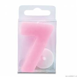 Kerze in Form der Zahl 7 - mini, rosa