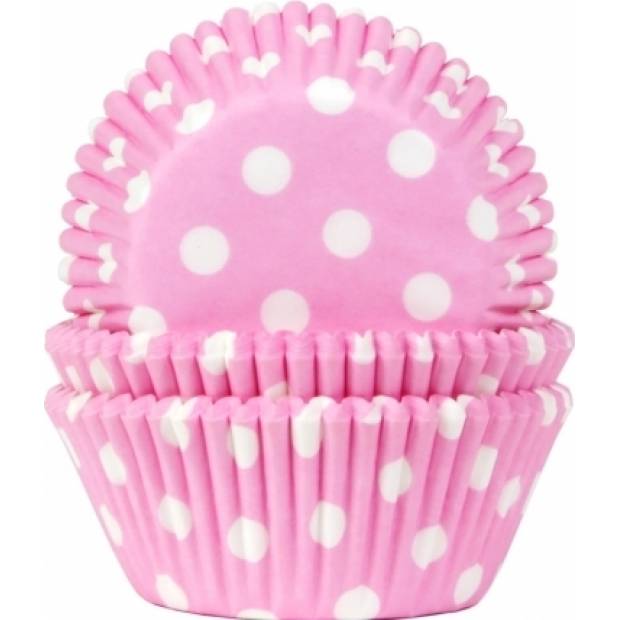 Muffin-Körbchen 50 Stk. rosa mit weißen Punkten