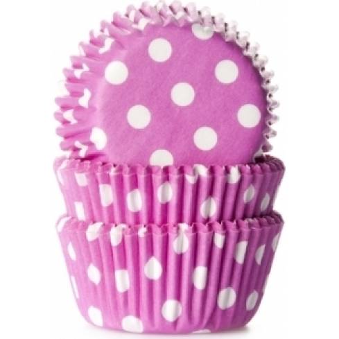 Mini-Muffin-Körbchen 60 Stück lila mit weißen Tupfen