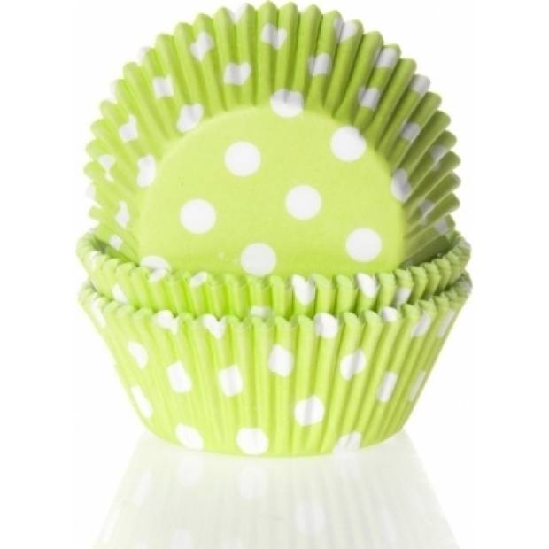 Grünes mit Punkten veredeltes Papier-Muffinförmchen-Set, 50 Stück