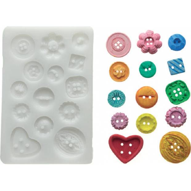 Silikonform für Fondant - Knöpfe 26 x 26 mm