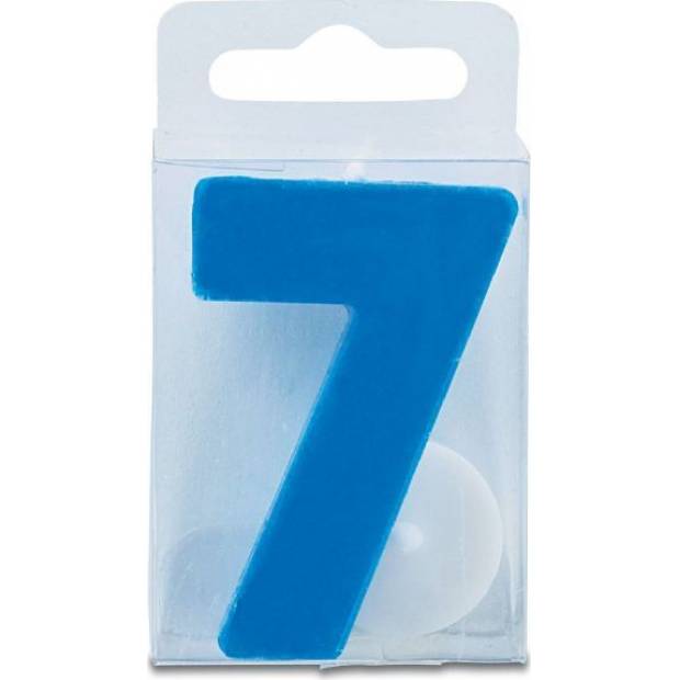 Kerze in Form der Zahl 7 - mini, blau