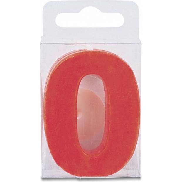 Kerze in Form der Ziffer 0 - mini, rot