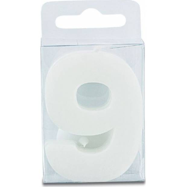 Kerze in Form der Zahl 9 - mini, weiß