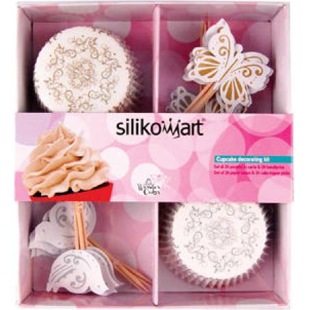 Papier Cupcakes und Nadelkissen, Hochzeitsset 48 Stück