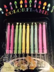Stumpen mit farbigem Flammen 10 Stk