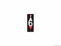 Tortenkerze mit Herz Ziffer 6