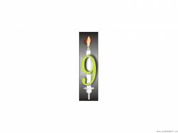 Tortenkerze mit der reflektierenden Nummer 9