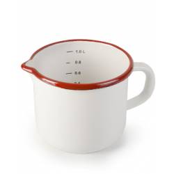 Emaille-Messbecher weiß und rot 1l
