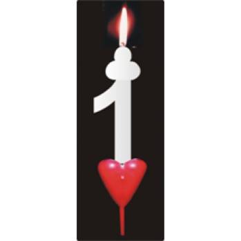 Tortenkerze mit Herz Ziffer 1