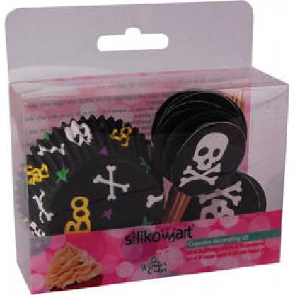 Muffin-Korb mit Dekoration Piraten 24pcs